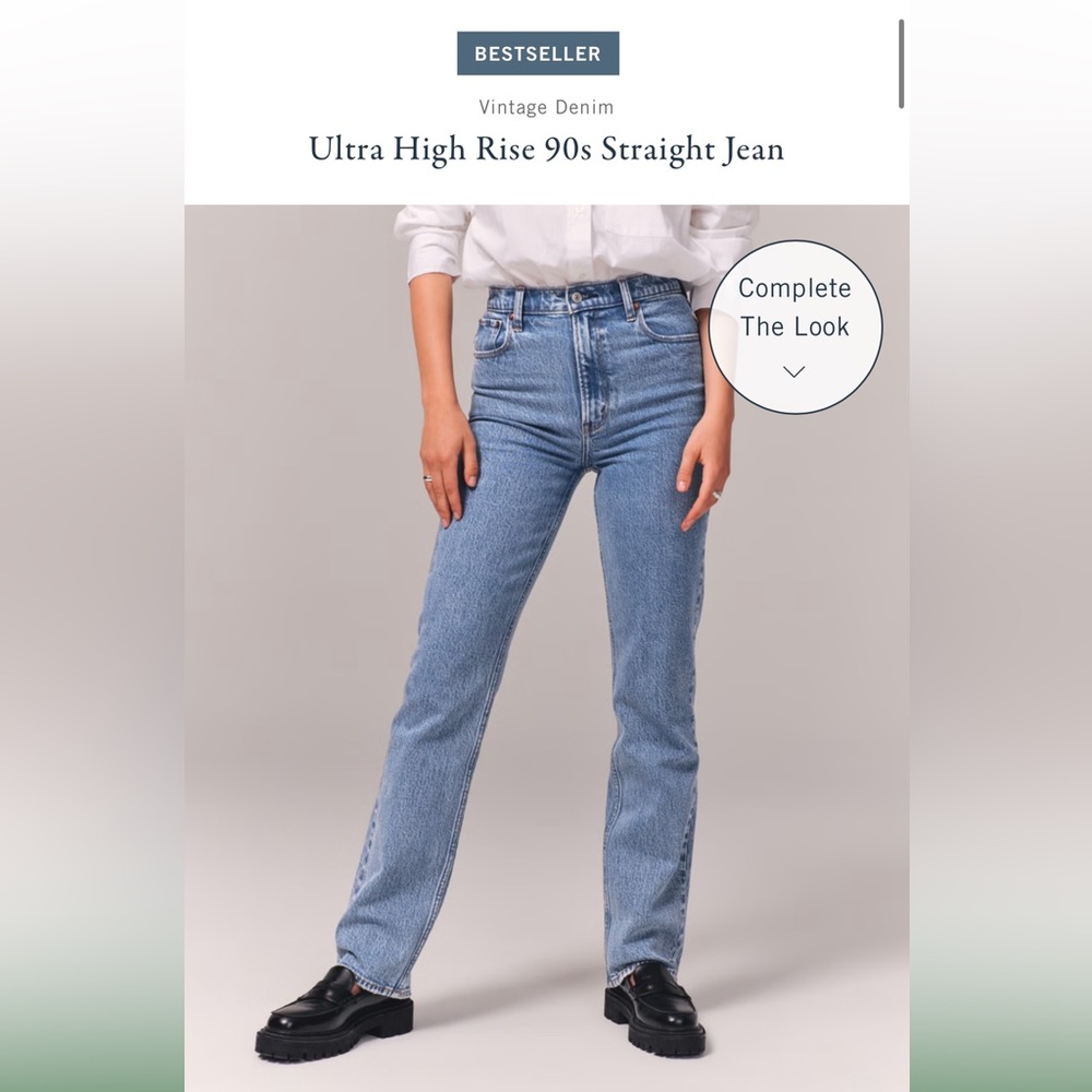 Abercrombie Ultra High Rise Medium Wash 90s Straight Jeans
